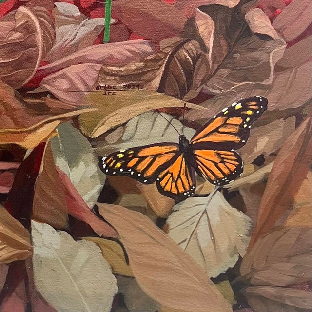 Contemporary Light in the Darkness (I) by Ifeoluwa Alade | Acrylic and glow in the dark medium on canvas of flowers and butterflies For Sale - Image 3 of 5