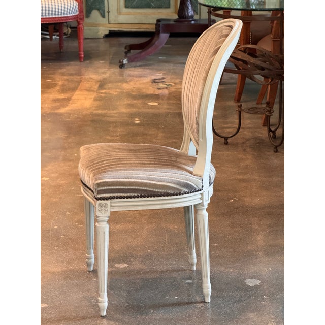 French Mid 20th Century Set of Six French Louis XVI Style Dining Chairs For Sale - Image 3 of 9