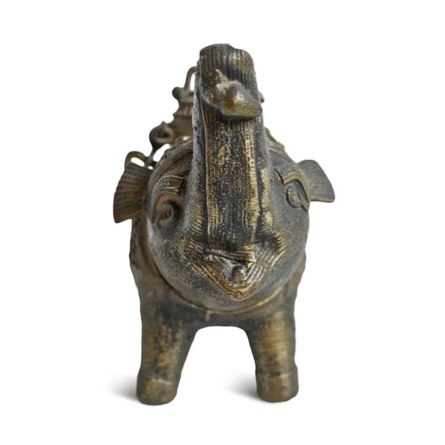 Mid 20th Century Vintage Old Brass Elephant Pot For Sale - Image 5 of 6