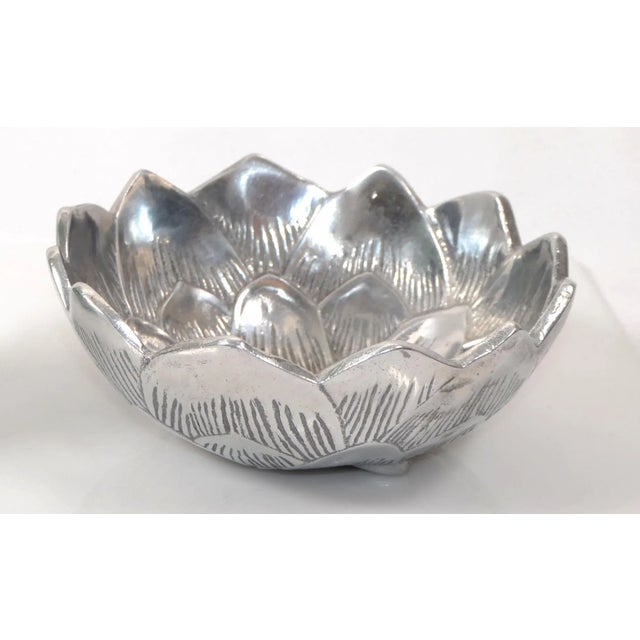 2000s Lotus Arthur Court Post Modern Cast Aluminum Repousse Round Bowl For Sale - Image 12 of 12