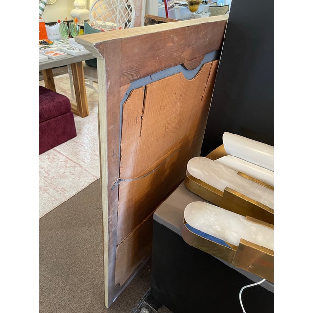 1980s Vintage Cream & Gold Wooden Mirror For Sale - Image 5 of 7