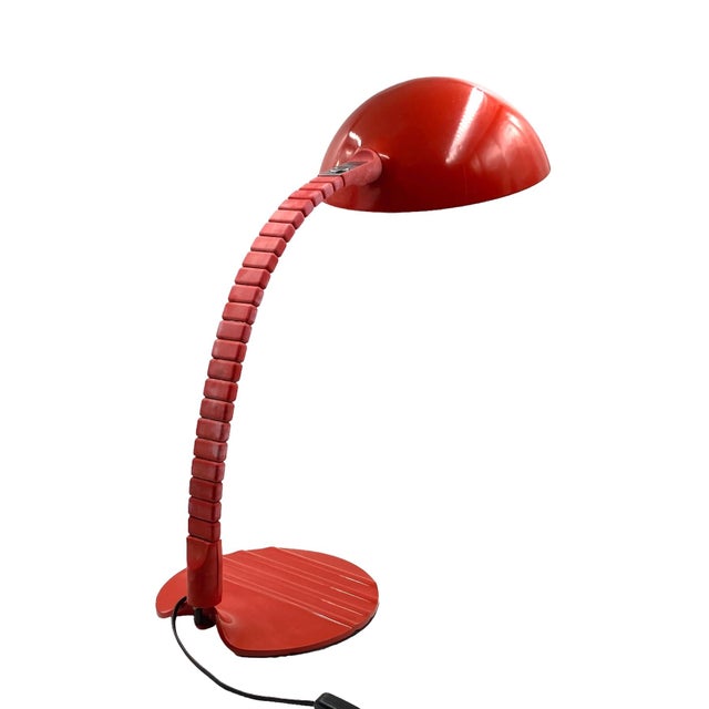 Elio Martinelli, Flex Calotta Mod. 660 Bright Red Table / Desk Lamp, Martinelli Luce Italy, 1972 For Sale - Image 11 of 12