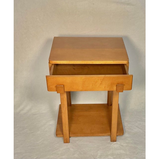 Colonist Craft Solid Maple Nightstand End Side Table Single Drawer With Lower Shelf, Late 1930s-Early 1940s For Sale - Image 4 of 12