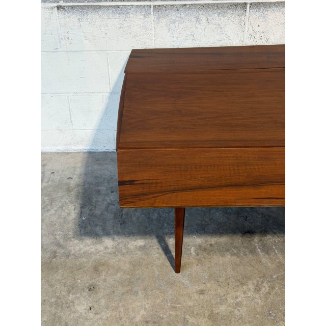 Brown Teak Extendable Rectangular Coffee Table With Two Leaves Vintage Mid-Century Modern 1960s For Sale - Image 8 of 13
