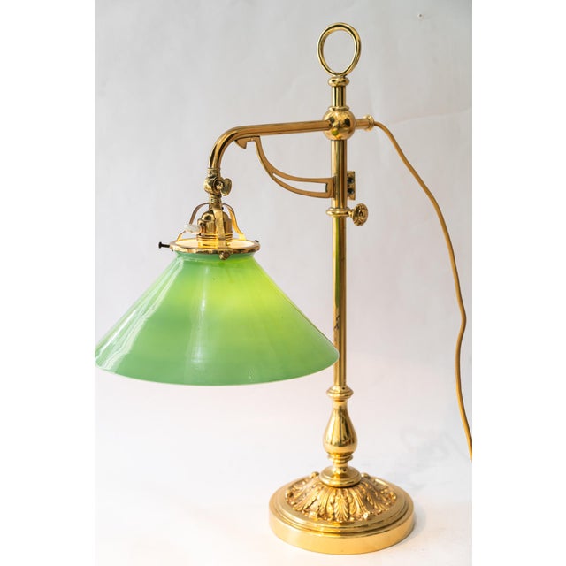 1920s Art Deco Height-Adjustable Swivel Table Lamp with Opal Glass Shade, 1920 For Sale - Image 5 of 18