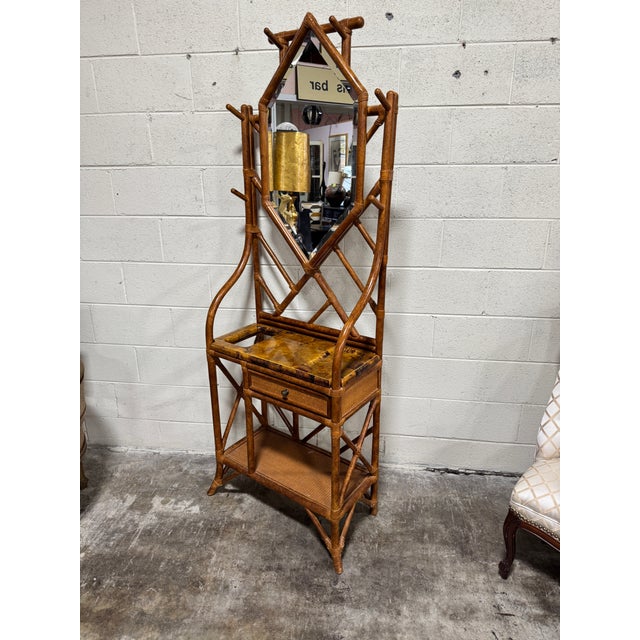 English Maitland Smith Burnt Bamboo English Style Hall Tree For Sale - Image 3 of 12