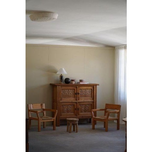 Set of Brutalist Modern Danish Chairs in Pine & Cord from Tage Poulsen, 1972 For Sale - Image 9 of 18