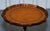 Vintage Georgian Style Tripod Table with Scalloped Edge and Brown Leather Top For Sale - Image 5 of 10
