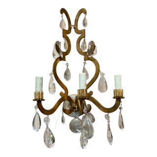 1990s Ralph Lauren Rock Crystal Italian Wall Light Sconce For Sale