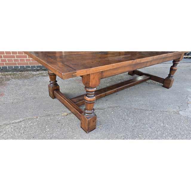Farmhouse Plank Oak Refrectory Dining Table For Sale - Image 3 of 18