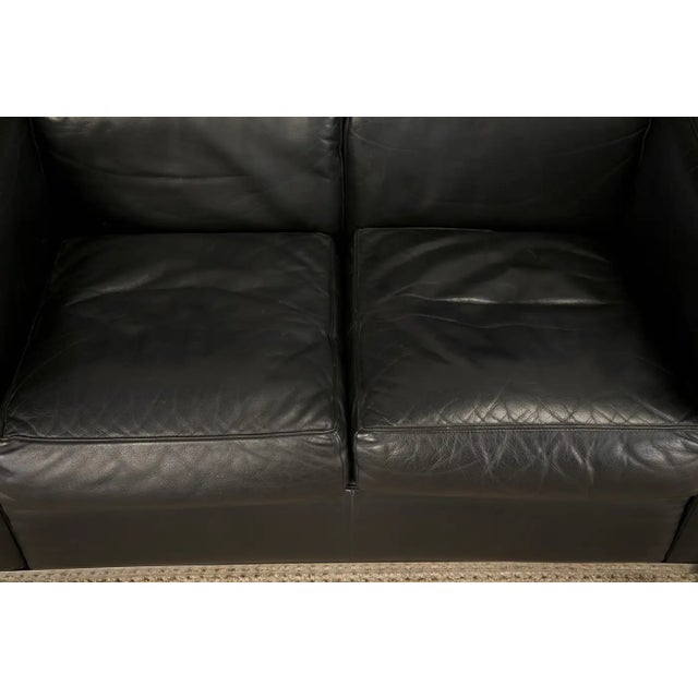 'Lc2' Black Leather Settee Sofa Loveseat by Le Corbusier for Cassina, Signed For Sale - Image 13 of 18