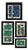 Authentic Vintage Computer Circuit Board Art on Mirror Set of Four / Black Shadowbox Frames For Sale