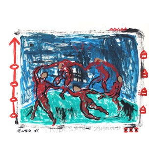 Circle Gets the Muse - Original Matisse-Inspired Figurative Painting on Posterboard by Gary John For Sale