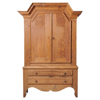 Swedish Folk Art Pine Cabinet For Sale