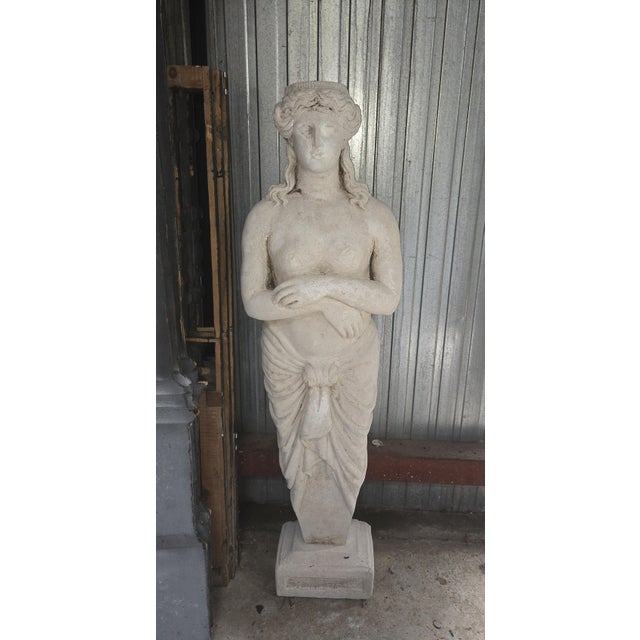 1950s Large Reconstituted Stone Nude Female Garden Statue, 1950s For Sale - Image 5 of 7