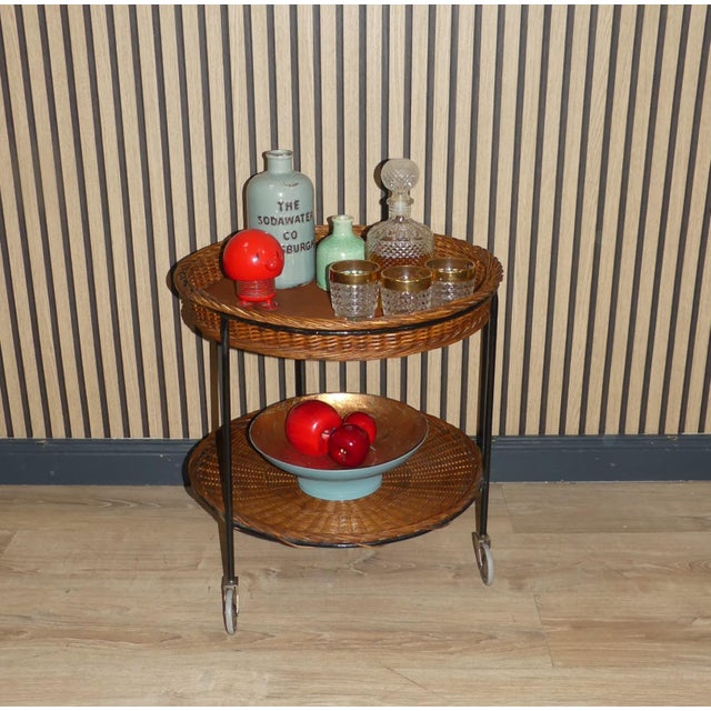 Wood Vintage Tea Cart in Teak, 1960s For Sale - Image 7 of 9