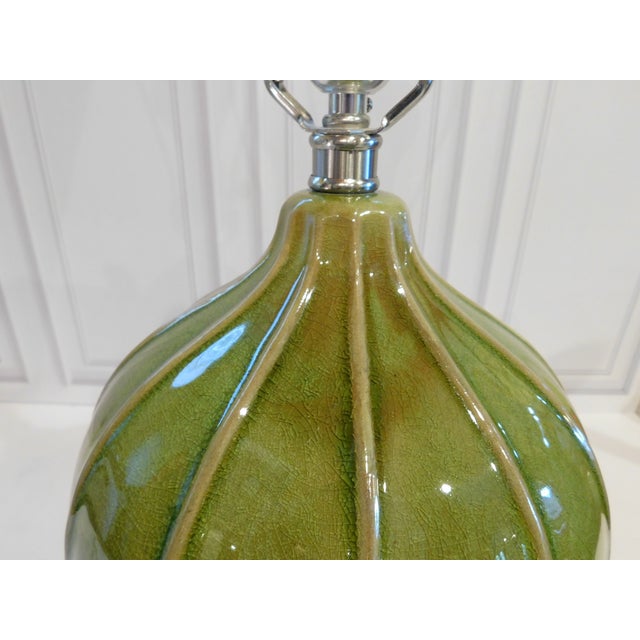1990s Vintage Tanner Kenzie Avocado Green Ceramic Gourd Lamps - Pair For Sale - Image 5 of 17