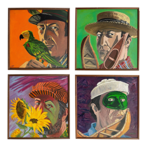 1980s Charles Parness Group of Four Abstract Self-Portraits