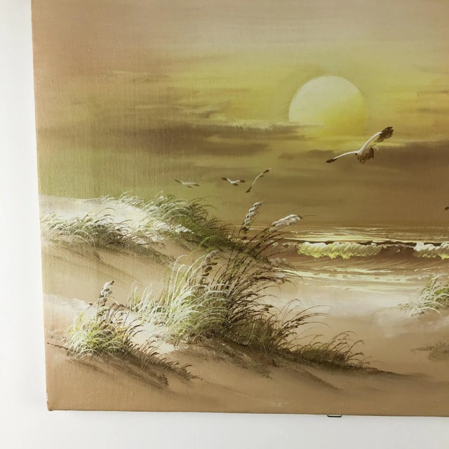 Original Artisan Signed Seascape Oil Painting on Canvas For Sale - Image 4 of 11