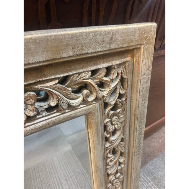 1990s Carved Floral Motif Gold Washed Mirror For Sale - Image 5 of 8