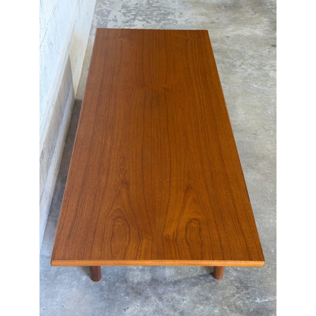 1960s Solid Teak Rectangular Coffee Table With Slatted Magazine Shelf Danish Mid-Century Modern 1960s For Sale - Image 5 of 8