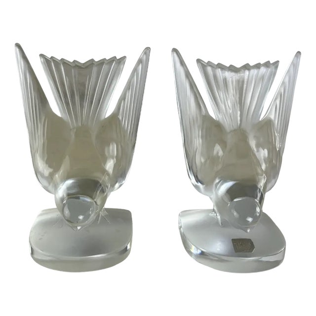 Crystal Bookends by Lalique, France, 1980s, Set of 2 For Sale
