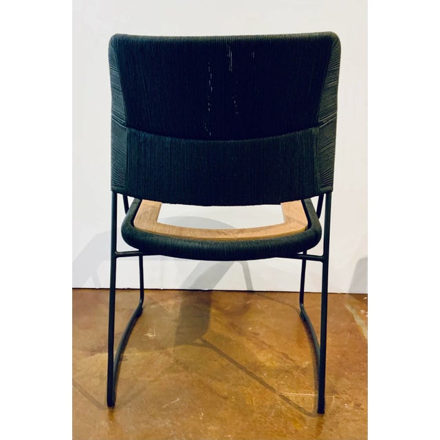 Metal Baker / McGuire Modern Black Danish Cord Lansing Side Chair For Sale - Image 7 of 8