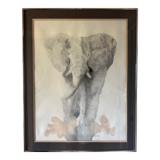 Large Watercolor Elephant Contemporary, Signed Esther Lidstrom For Sale