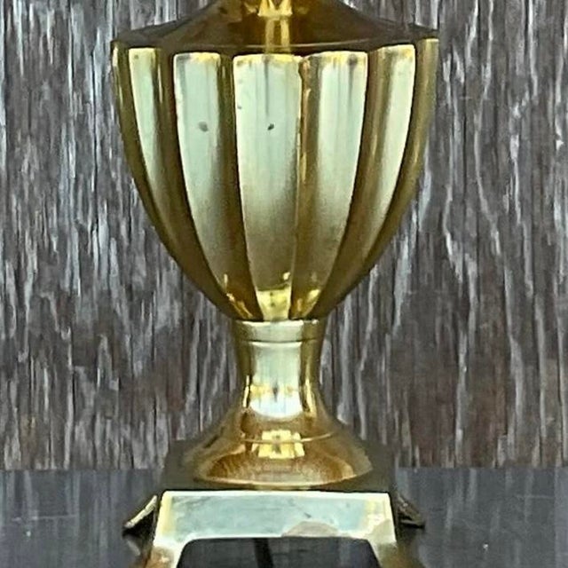 Vintage Regency Petite Brass Pineapple Lamp For Sale - Image 10 of 14