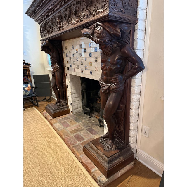 Renaissance Exquisite 19th Century Italian Fireplace Surround Wood Carved, Attributed to Valentino Besarel For Sale - Image 3 of 13