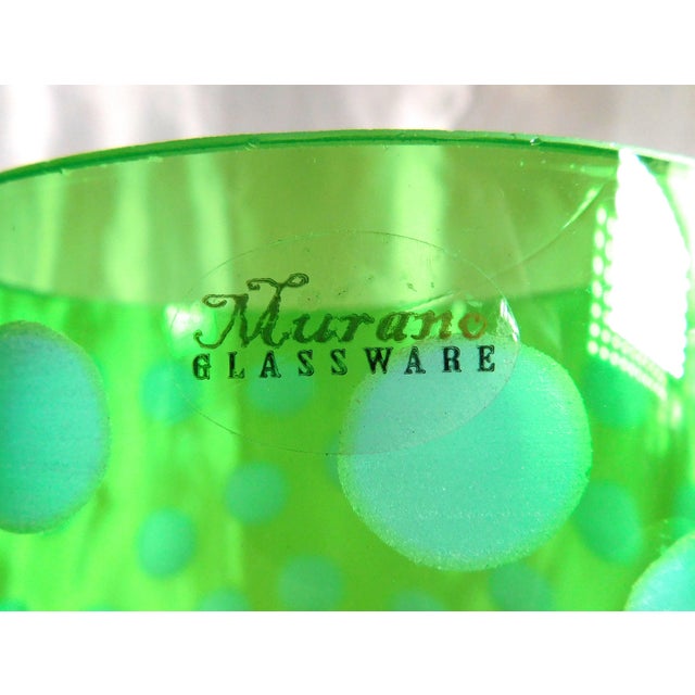 1970s Tall Green Cut to Clear Murano Glassware Vase For Sale - Image 5 of 7