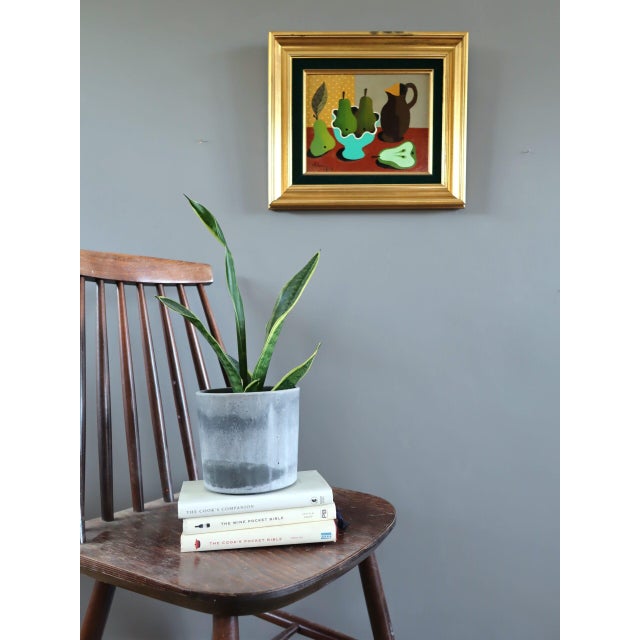 Mid-Century Modern 1978 Modernist 'Pear Arrangement' Vintage Still Life Tempera Painting by Swedish Artist Eric Cederberg (1897-1984), Framed For Sale - Image 3 of 11