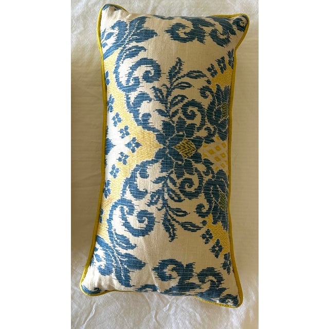 If you're happy and you know buy some pillows! This turquoise Ikat patterned decorative lumbar pillow cover has yellow...