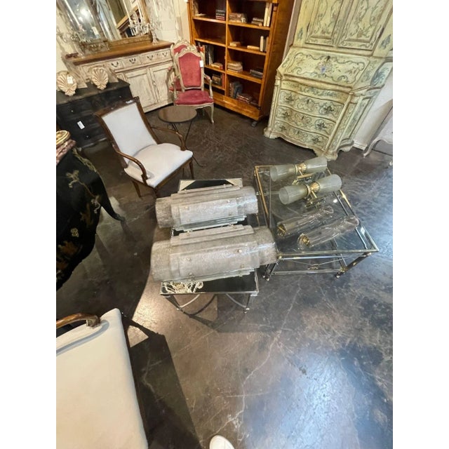 Fine pair of large scale layered smoke colored Murano glass wall sconces. The color and depth on these is exceptional....