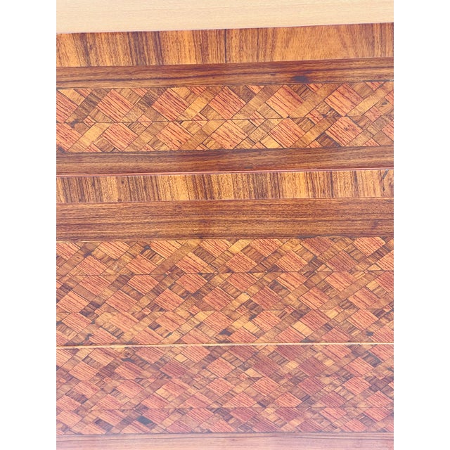 Brown Antique French Louis XVI Style Commode Chest of Drawers With Beautiful Marquetry For Sale - Image 8 of 14