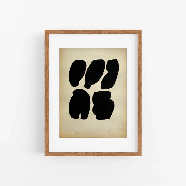 Unique piece black gouache drawing on vintage paper. Original graphic art. Abstract geometric form in black color. The...