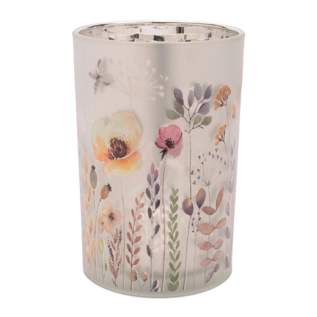 Kenneth Ludwig Chicago Frosted Floral Print Votive Holder (Set of 2) For Sale - Image 4 of 5