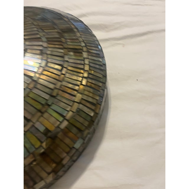 Beautiful Mozaic Vessel -Vase (Tiffany Style) With Iridescent Hand Cut Pieces of Stained Glass For Sale - Image 4 of 12