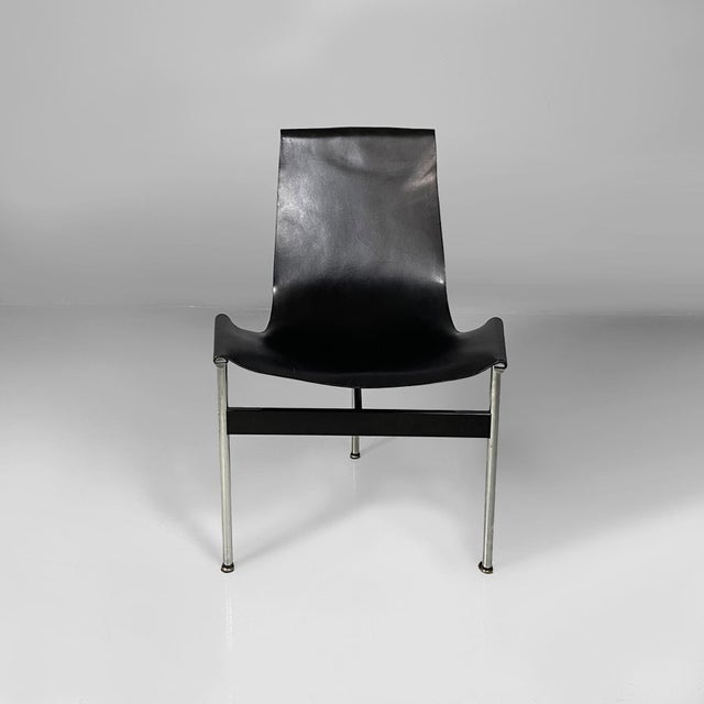 Italian modern leather t chairs by katavolos, littell and kelley for icf, 1960s set of four chairs model t, also known as...