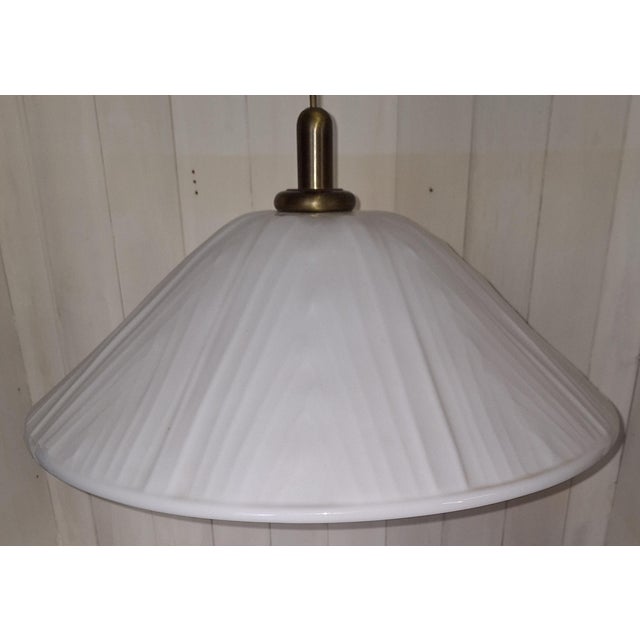 Plastic Vintage Pendant Lamp with White Relief Plastic Shade, 1980s For Sale - Image 7 of 8