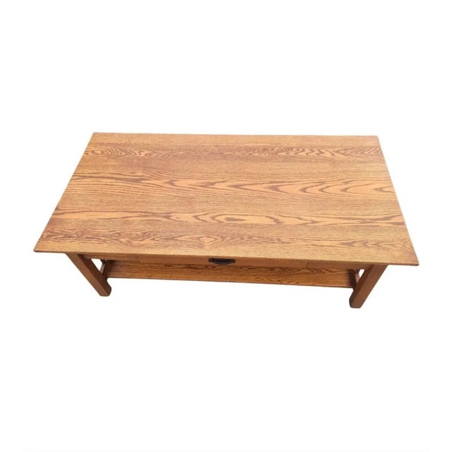 Tan Country View Amish Handcrafted Arts & Crafts Mission Oak Coffee Table Cocktail Table For Sale - Image 8 of 10