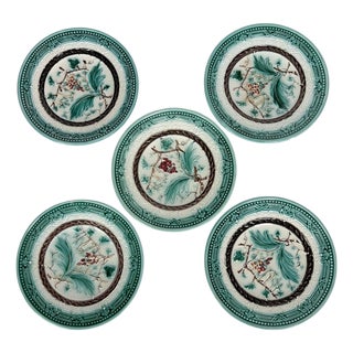 Majolica Plates, France, 19th Century, Set of 5 For Sale