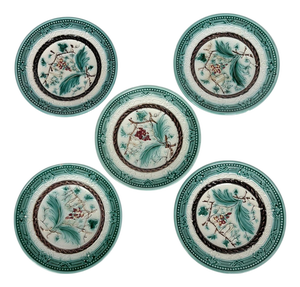Majolica Plates, France, 19th Century, Set of 5