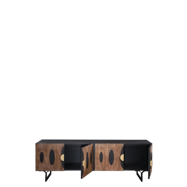Harlow Textured Sideboard in Black and Brown For Sale - Image 4 of 5