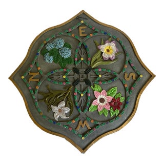 Vintage Gothic Revival Floral Quatrefoil Wall Plaque For Sale