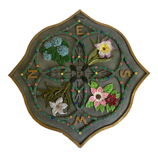 Vintage Gothic Revival Floral Quatrefoil Wall Plaque For Sale