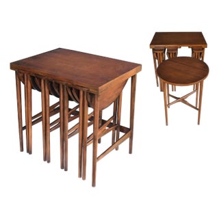 Bertha Schaefer for M. Singer & Sons 1950s Walnut Nesting Tables For Sale