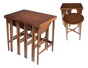 Bertha Schaefer for M. Singer & Sons 1950s Walnut Nesting Tables