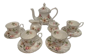 Mid 20th Century Fine English China Staffordshire Collection Tea Set- 11 Pieces