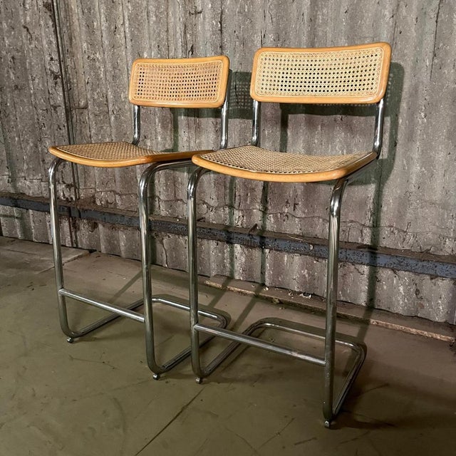 Set of Chrome & Cane Bar Stools For Sale - Image 11 of 11